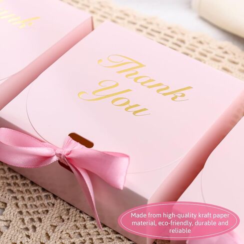 Shindel 20PCS Thank You Gift Boxes, Party Favor Boxes with Ribbon Pink Small Thank You Gift Box Candy Treat Bags for Birthday Wedding Party Holiday in Saudi Arabia