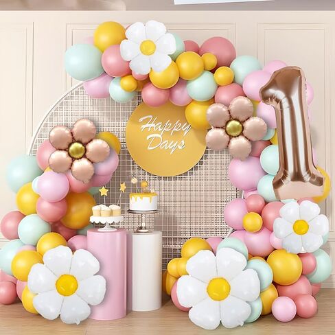 7 قطع رائعة من ديكورات الحفلات الواحدة، بالون ذهبي وردي مقاس 40 بوصة لتزيين عيد الميلاد الأول، بالونات هيليوم من رقائق الهيليوم لعيد الميلاد الأول للفتيات من جروفي بيبي وردي in Kuwait