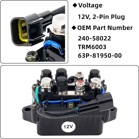 Relay Assy 63P-81950-00-00 محرك خارجي ذو 4 أشواط متوافق مع محرك Yamaha 4 السكتة الدماغية F150 و250 40HP 50HP 60HP 75HP 90HP استبدال 63P819500000 TRM6003 (2 دبابيس) in Saudi Arabia