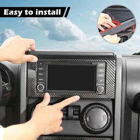RT-TCZ for Wrangler JK Carbon Fiber Interior Trim Kit, Center Dash AC Vent Trim Cover Bezel for Jeep Wrangler JK JKU 2007 2008 2009 2010 Carbon Fiber Interior Accessories 16pcs in Saudi Arabia