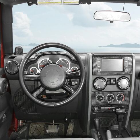 RT-TCZ for Wrangler JK Carbon Fiber Interior Trim Kit, Center Dash AC Vent Trim Cover Bezel for Jeep Wrangler JK JKU 2007 2008 2009 2010 Carbon Fiber Interior Accessories 16pcs in Saudi Arabia
