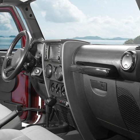 RT-TCZ for Wrangler JK Carbon Fiber Interior Trim Kit, Center Dash AC Vent Trim Cover Bezel for Jeep Wrangler JK JKU 2007 2008 2009 2010 Carbon Fiber Interior Accessories 16pcs in Saudi Arabia