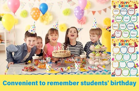 BIZIBAFF 2Pack Watercolor Happy Birthday Posters Chart for Classroom Decorations Birthday Classroom Bulletin Board Decorations Birthday Calendar Poster for Student Back to School Teacher Supplies in Saudi Arabia