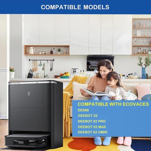 19PCS Accessories Replacement for ECOVACS DEEBOT X2 Omni / X2 / X2 Pro / DEX86 Robot Vacuum, 1 Main Rubber Brush,4 Side Brush,4 Hepa Filters,4 Mop Cloths，6 Dust Bags in Kuwait