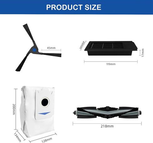 19PCS Accessories Replacement for ECOVACS DEEBOT X2 Omni / X2 / X2 Pro / DEX86 Robot Vacuum, 1 Main Rubber Brush,4 Side Brush,4 Hepa Filters,4 Mop Cloths，6 Dust Bags in Kuwait