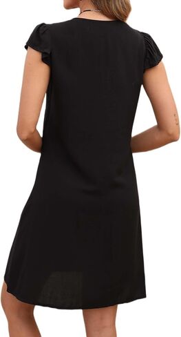 LauraKlein Mexican Embroidered Summer Dress Ruffled Sleeve Boho V Neck Mini Dress for Women 2024 Plus Size Casual Dresses in Saudi Arabia