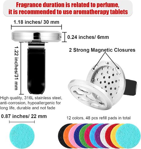 2 Pieces 316L Stainless Steel Car Aromatherapy Essential Oil Diffuser Air Freshener Vent Clip Locket with 48 Pieces Replacement Felt Pad for Christmas Valentine’s Day Giving (Dandelion, Paw Print) in Saudi Arabia