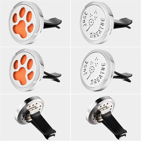 2 Pieces 316L Stainless Steel Car Aromatherapy Essential Oil Diffuser Air Freshener Vent Clip Locket with 48 Pieces Replacement Felt Pad for Christmas Valentine’s Day Giving (Dandelion, Paw Print) in Saudi Arabia
