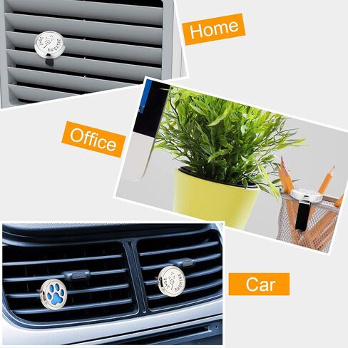 2 Pieces 316L Stainless Steel Car Aromatherapy Essential Oil Diffuser Air Freshener Vent Clip Locket with 48 Pieces Replacement Felt Pad for Christmas Valentine’s Day Giving (Dandelion, Paw Print) in Saudi Arabia