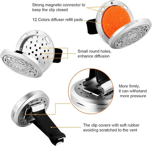 2 Pieces 316L Stainless Steel Car Aromatherapy Essential Oil Diffuser Air Freshener Vent Clip Locket with 48 Pieces Replacement Felt Pad for Christmas Valentine’s Day Giving (Dandelion, Paw Print) in Saudi Arabia