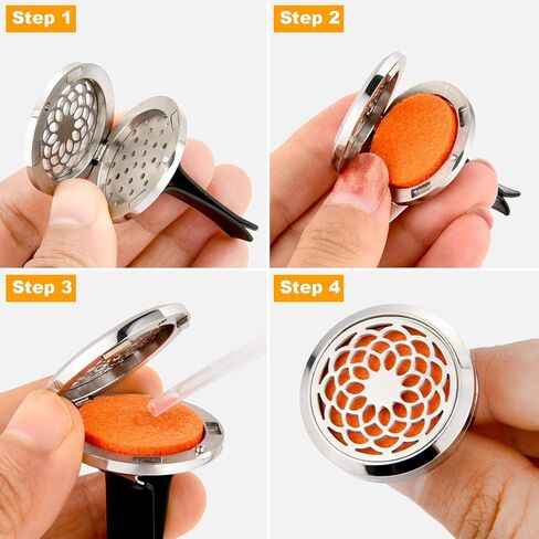 2 Pieces 316L Stainless Steel Car Aromatherapy Essential Oil Diffuser Air Freshener Vent Clip Locket with 48 Pieces Replacement Felt Pad for Christmas Valentine’s Day Giving (Dandelion, Paw Print) in Saudi Arabia