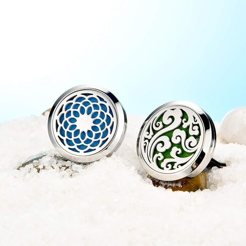2 Pieces 316L Stainless Steel Car Aromatherapy Essential Oil Diffuser Air Freshener Vent Clip Locket with 48 Pieces Replacement Felt Pad for Christmas Valentine’s Day Giving (Dandelion, Paw Print) in Saudi Arabia