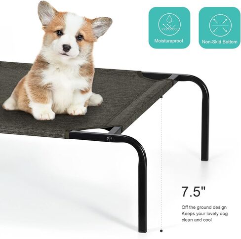 Elevated Pet Bed Raised Dog Bed for Small Dogs with Durable Frame Up to 60 lbs Outdoor Dog Cot with Breathable Mesh for Indoor Home, Camping or Beach, Dark Brown in Saudi Arabia