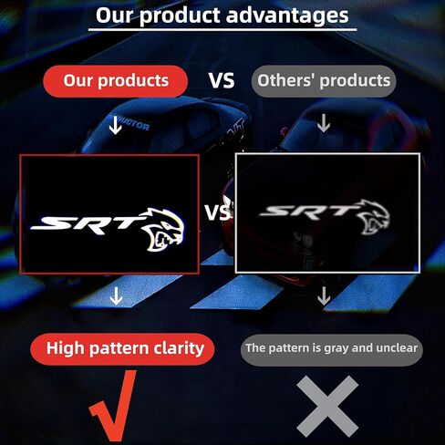 Car Door LED for Dodge, Welcome Light Projector Ghost Shadow Charger 2005-2014，Door welcome light projection light LED light, using CREE beads, suitable for Dodge 2005-2014 models.（pack of 2） in Kuwait