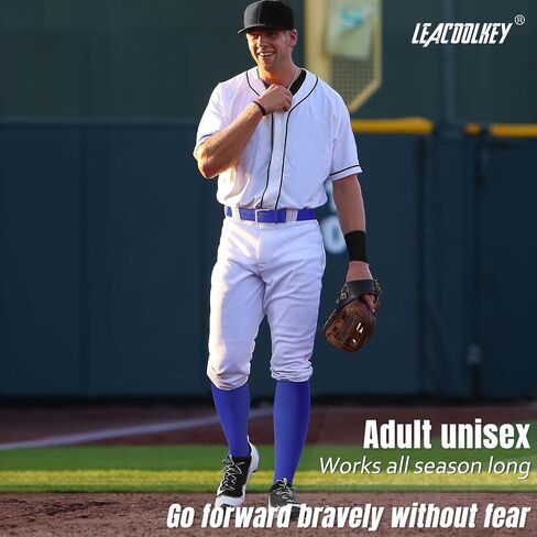 LEACOOLKEY Baseball Belt and Socks Combo Set 3 Pairs of Softball Socks and 1 Pack Elastic Belt for Youth and Adult in Saudi Arabia