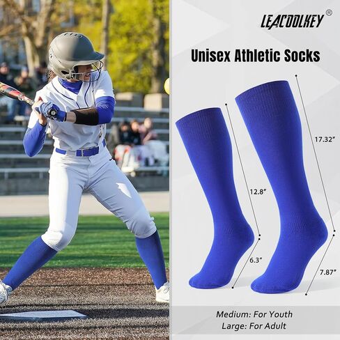 LEACOOLKEY Baseball Belt and Socks Combo Set 3 Pairs of Softball Socks and 1 Pack Elastic Belt for Youth and Adult in Saudi Arabia