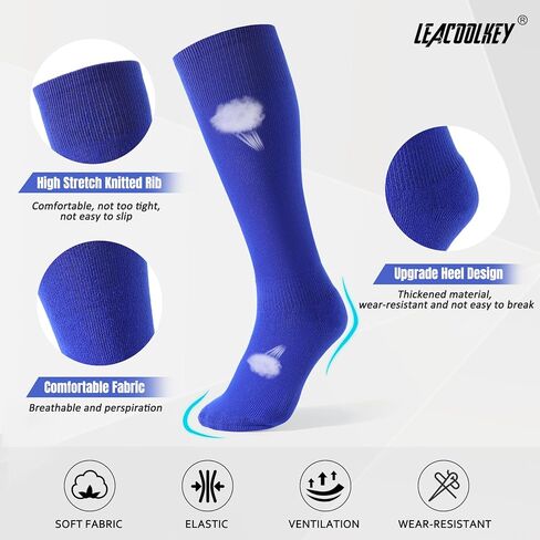 LEACOOLKEY Baseball Belt and Socks Combo Set 3 Pairs of Softball Socks and 1 Pack Elastic Belt for Youth and Adult in Saudi Arabia