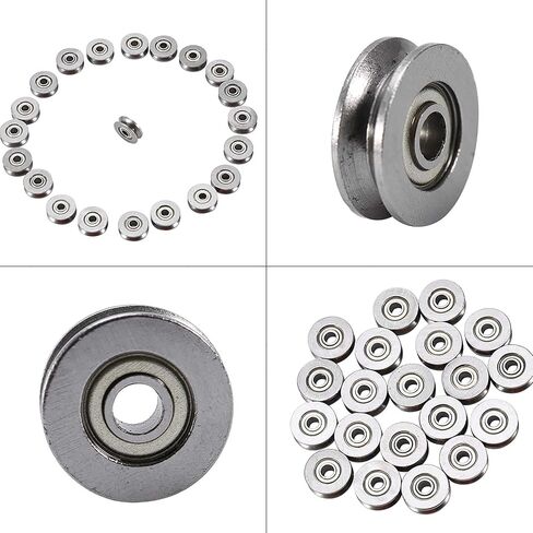 20pcs V Groove Bearings, V623ZZ V Groove Guide Pulley Bearing, 3x12x4mm Miniature Carbon Steel Guide Pulley Bearing Guide Pulley for Rail Track Linear Motion System in Saudi Arabia