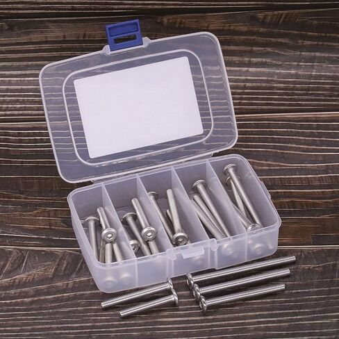 M6 x 50mm, 55mm, 60mm, 65mm, 70mm Stainless Steel Furniture Bolts Flat Socket Head Cap Screws Assortment 25 PCS, 304 Stainless Steel 18-8, Full Thread, Bright Finish in Saudi Arabia