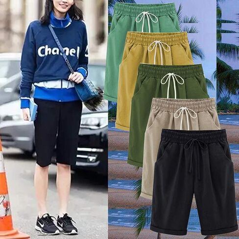 شورت برمودا نسائي كاجوال من XinYangNi بخصر مطاطي ورباط إغلاق أزرق فاتح مقاس الولايات المتحدة 4-6 in Kuwait