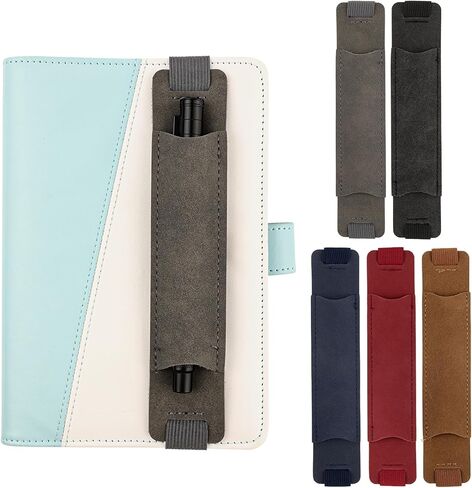 Pen Holder for Notebook, 5Pcs Adjustable Elastic Band Pen Holder, Colorful PU Leather Elastic Book Pen Loop Band Pencil Pouch Pen Sleeve Journal Pencil Holder for Notebooks Planners Binder Book in Kuwait