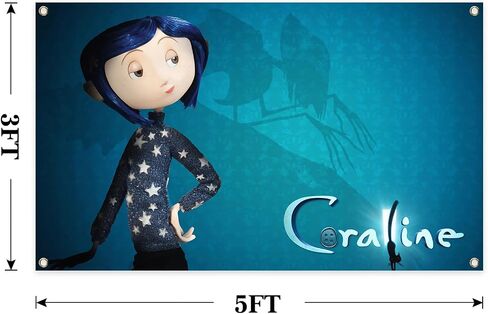 Generic Explosive Movies Animation Coraaaaline Girl Music Tapestry 3 × 5FT Union Bar Chamber Lounge in Saudi Arabia