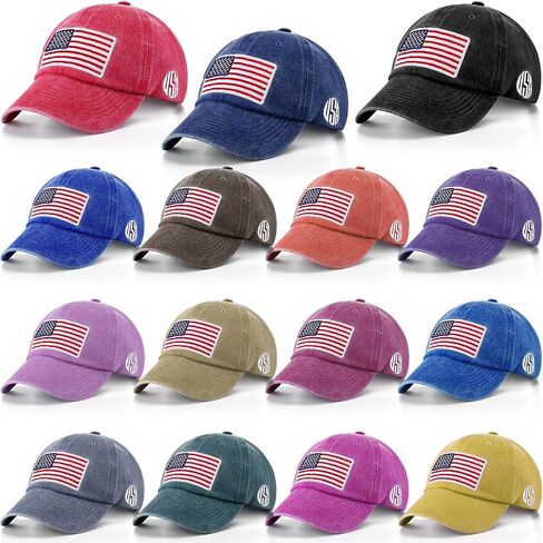 15 Pcs Vintage Baseball Cap American Flag USA Flag Distressed Baseball Hat Adjustable Unisex Sport Cap for Women Men in Kuwait
