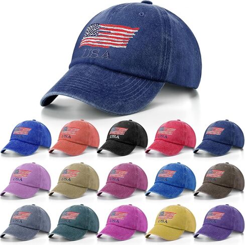 15 Pcs Vintage Baseball Cap American Flag USA Flag Distressed Baseball Hat Adjustable Unisex Sport Cap for Women Men in Kuwait
