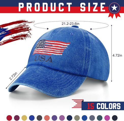 15 Pcs Vintage Baseball Cap American Flag USA Flag Distressed Baseball Hat Adjustable Unisex Sport Cap for Women Men in Kuwait