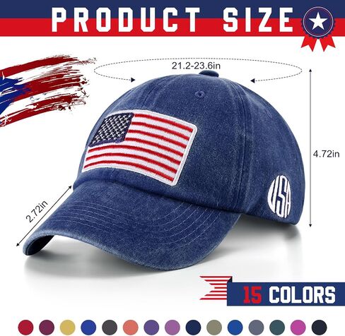 15 Pcs Vintage Baseball Cap American Flag USA Flag Distressed Baseball Hat Adjustable Unisex Sport Cap for Women Men in Kuwait