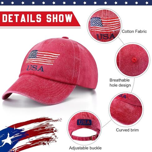 15 Pcs Vintage Baseball Cap American Flag USA Flag Distressed Baseball Hat Adjustable Unisex Sport Cap for Women Men in Kuwait