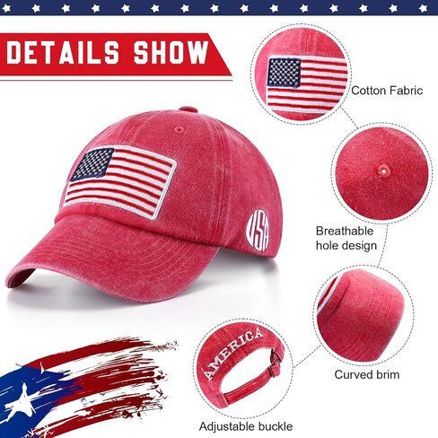 15 Pcs Vintage Baseball Cap American Flag USA Flag Distressed Baseball Hat Adjustable Unisex Sport Cap for Women Men in Kuwait