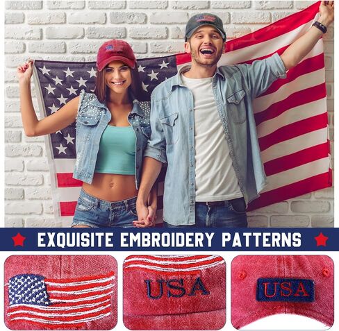15 Pcs Vintage Baseball Cap American Flag USA Flag Distressed Baseball Hat Adjustable Unisex Sport Cap for Women Men in Kuwait