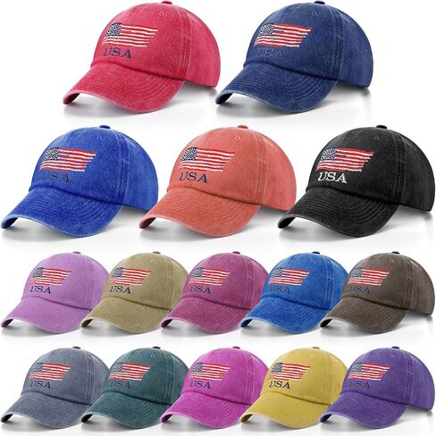 15 Pcs Vintage Baseball Cap American Flag USA Flag Distressed Baseball Hat Adjustable Unisex Sport Cap for Women Men in Kuwait
