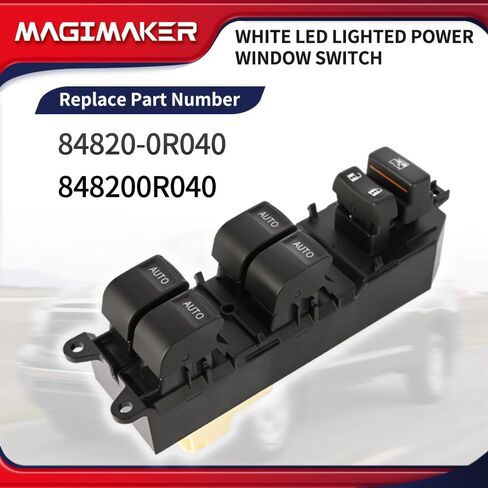 84820-0R040 لوحة تحكم مفتاح نافذة الطاقة الأمامية اليسرى جانب السائق الأبيض LED مضاءة متوافقة مع Toyota Tundra 2007-2021 استبدال 848200R040 مفاتيح النافذة الرئيسية in Saudi Arabia