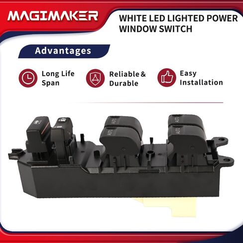 84820-0R040 لوحة تحكم مفتاح نافذة الطاقة الأمامية اليسرى جانب السائق الأبيض LED مضاءة متوافقة مع Toyota Tundra 2007-2021 استبدال 848200R040 مفاتيح النافذة الرئيسية in Saudi Arabia