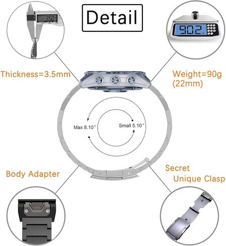 سوار من التيتانيوم للغارمين، حزام سوار معدني مع موصل سريع التحرير، مشبك سلحفاة، للساعة الذكية Garmin Fenix in Kuwait