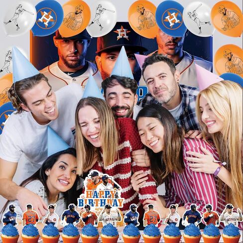 من أجل لوازم حفلات أعياد الميلاد البيسبول في هيوستن - خلفية عيد ميلاد سعيد، أعلى الكعكة، أغطية الكب كيك، بالونات، لافتة مقاس 5 × 3 أقدام - خلفية صورة مثالية للاحتفال النهائي in Saudi Arabia