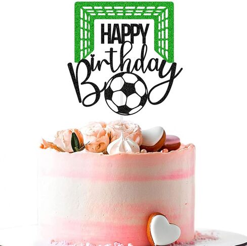 كرة القدم عيد ميلاد سعيد كعكة توبر لاعبي كرة القدم كعكة الزينة للرياضة تحت عنوان رجل صبي فتاة عيد ميلاد حزب ديكور لوازم أسود أخضر بريق in Kuwait