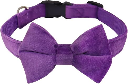 Dog Collar with Bowtie Soft Velvet Material with Quick Release Buckle for small dogs (Black, S) in Saudi Arabia