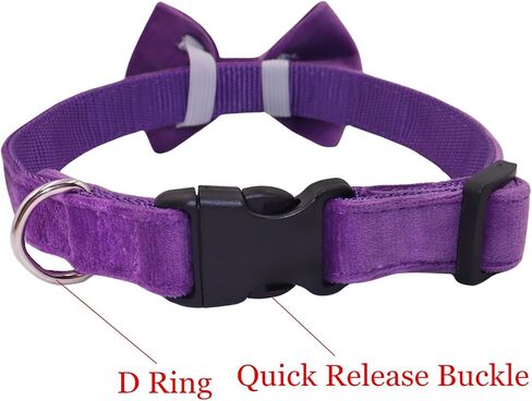 Dog Collar with Bowtie Soft Velvet Material with Quick Release Buckle for small dogs (Black, S) in Saudi Arabia