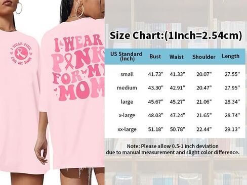 FASHGL I Wear Pink for My Mom T-Shirt Women Breast Cancer Awareness Shirts Pink Ribbon Letter Tee Cancer Fighter Tops in Kuwait