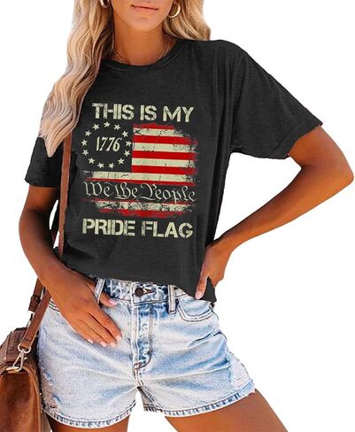 This is My Pride Flag T Shirt Women 4th of July Patriotic Shirts We The People Short Sleeve Tee Tops in Saudi Arabia