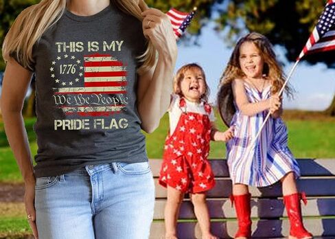 This is My Pride Flag T Shirt Women 4th of July Patriotic Shirts We The People Short Sleeve Tee Tops in Saudi Arabia