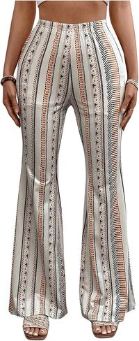 GORGLITTER Women's Mexican Pants Printed Flare Pants High Waist Hippie Pants in Saudi Arabia