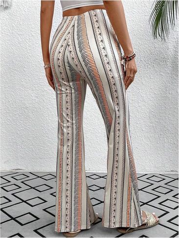 GORGLITTER Women's Mexican Pants Printed Flare Pants High Waist Hippie Pants in Saudi Arabia