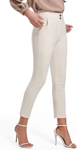 High Waisted Pants for Women Dressy Casual Cropped Pants Business Outfits Trousers Professional Elastic Work Pants in Saudi Arabia