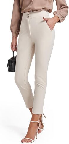 High Waisted Pants for Women Dressy Casual Cropped Pants Business Outfits Trousers Professional Elastic Work Pants in Saudi Arabia