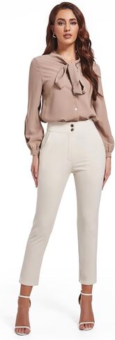 High Waisted Pants for Women Dressy Casual Cropped Pants Business Outfits Trousers Professional Elastic Work Pants in Saudi Arabia