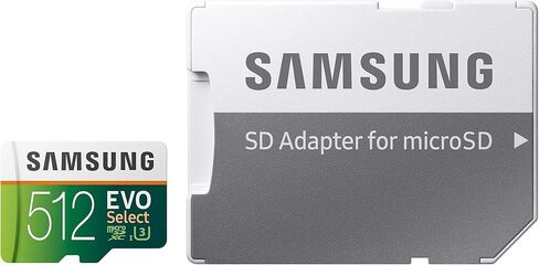 بطاقة ذاكرة Samsung EVO Select 512GB 100MB/s 90MB/s Micro SD لـ Full HD & 4K UHD + SD للهواتف الذكية والكمبيوتر اللوحي وكاميرا الحركة والطائرة بدون طيار والكمبيوتر المحمول in Saudi Arabia